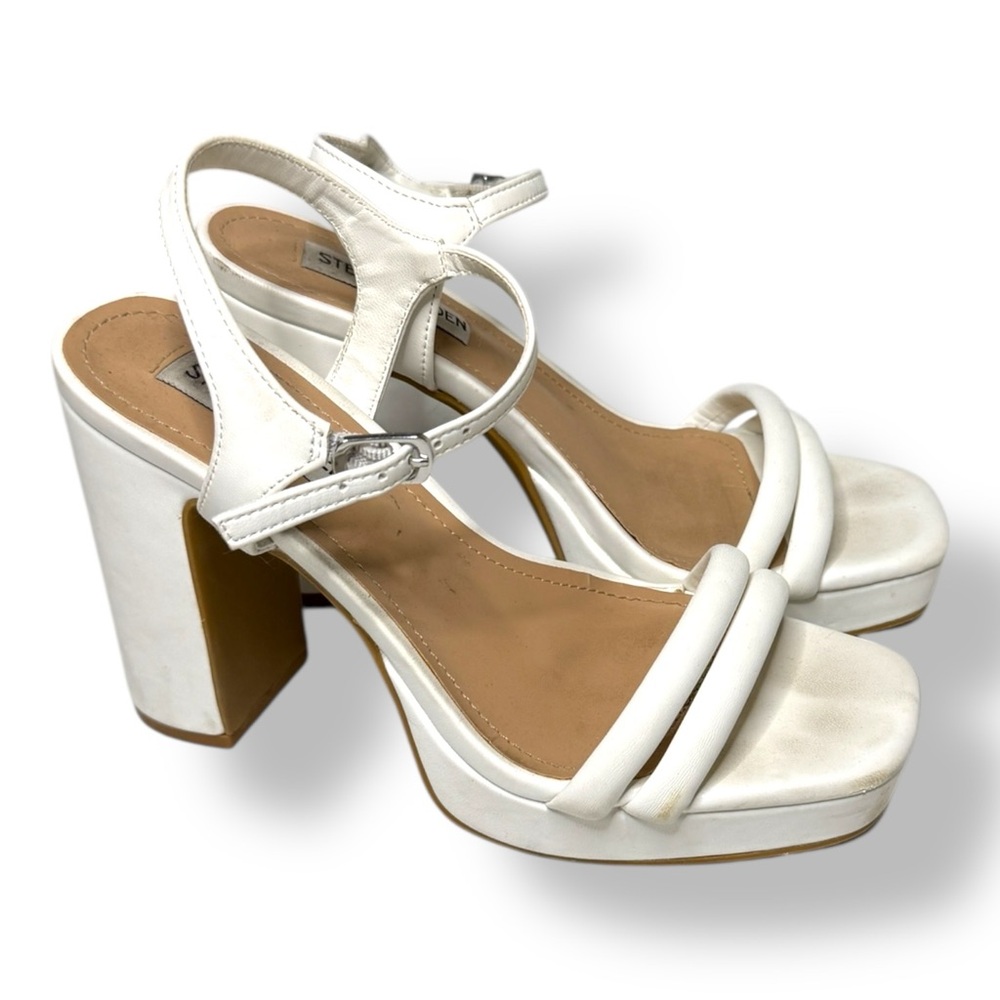 Steve Madden White Block Heel Sandals